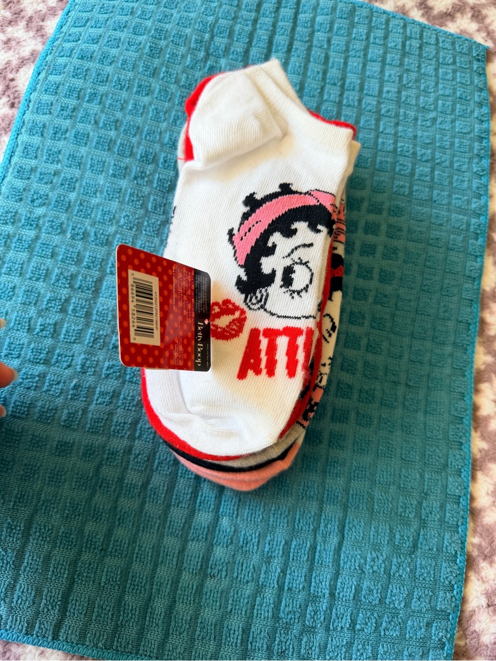 Betty Boop Pink and Red Graphic Ankle Socks - Picture 3 of 3